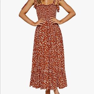 Polka dot ruffles midi dress